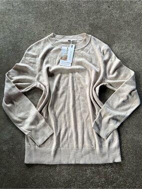 Arach & Cloz Beige Crewneck Wool Blend Sweater Size L